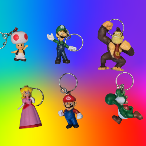 MARIO Keyring 3D Rubber LUIGI PRINCESS PEACH YOSHI DONKEY KONG TOAD Sega Gaming
