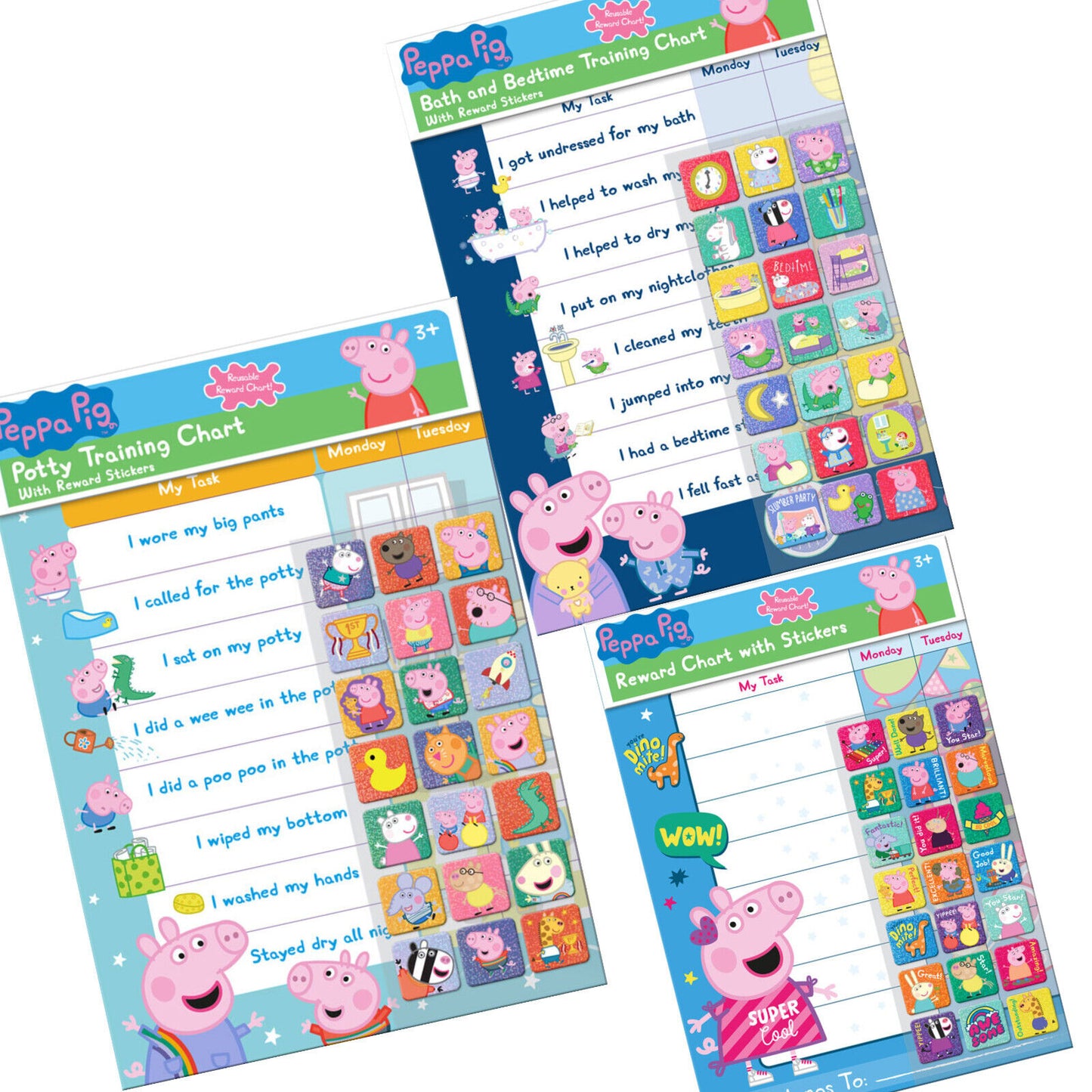 Peppa Pig Bath and Bed Reward Chart with Stickers POTTY & STANDARD YOU CHOOSE