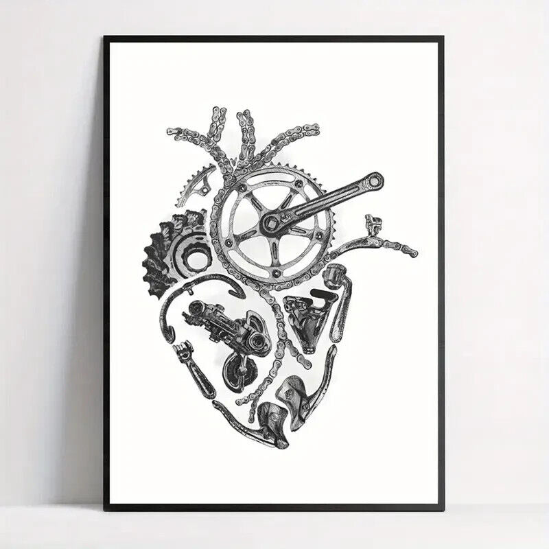 Large CRANK BIKE HUMAN HEART MEDICAL Picture Canvas Wall GOTHIC HORROR steampunk