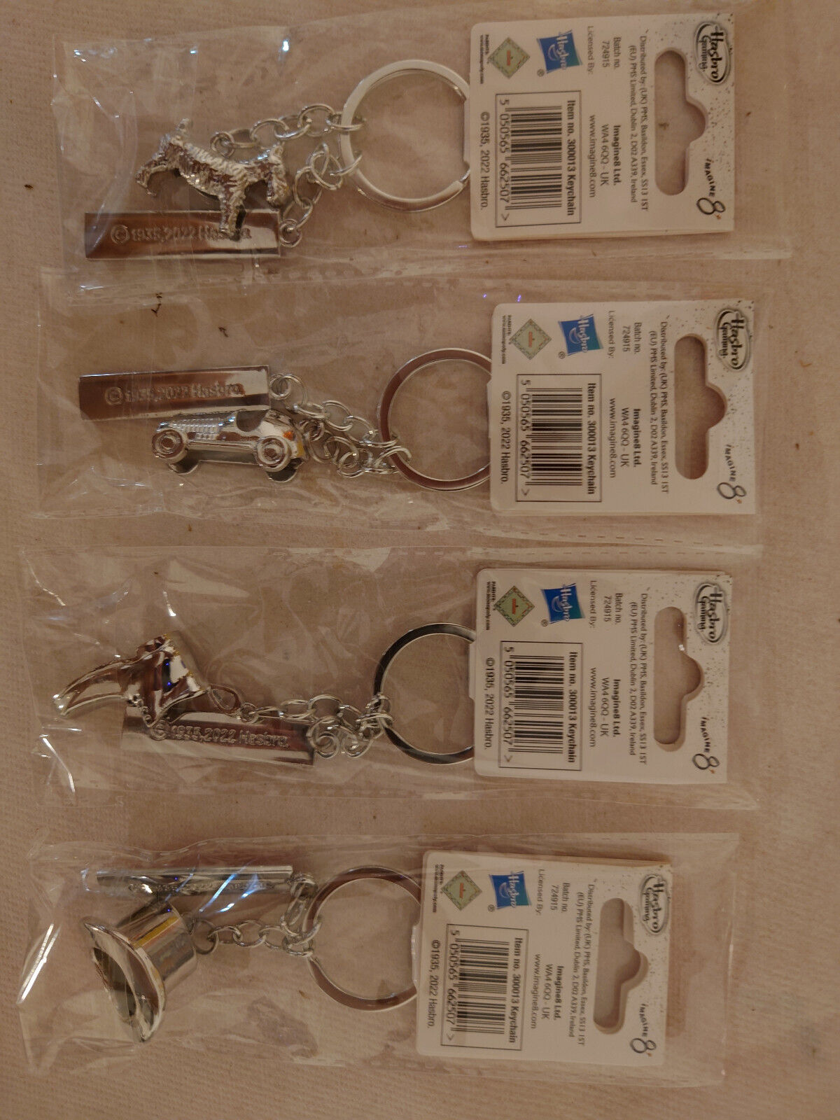 MONOPOLY Official Game METAL Keyring Keychain 4CM silver 2024 HAT CAR DOG