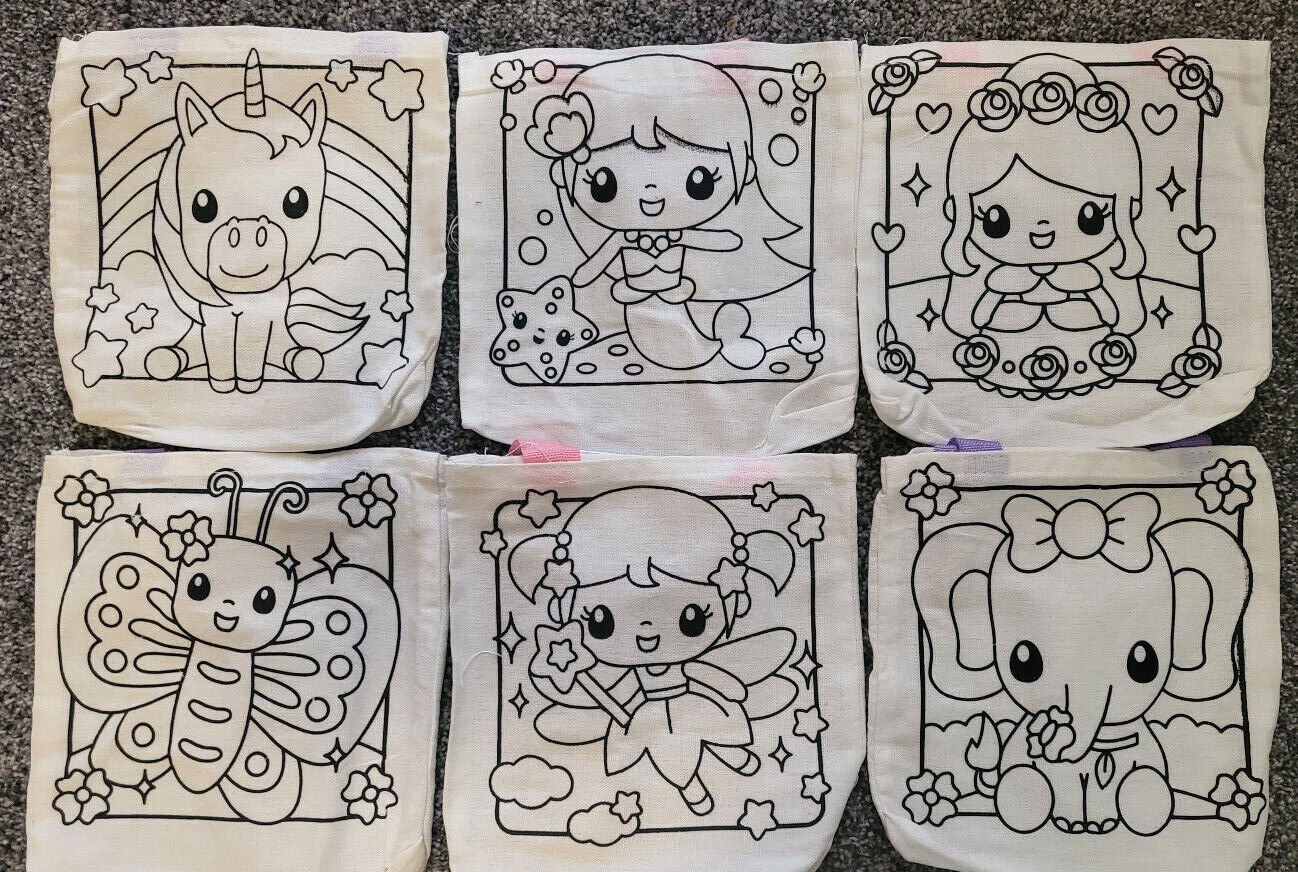 Kreative Kids Colour Your Own Canvas Bag 6 Designs 2 Collect & Colour Choose