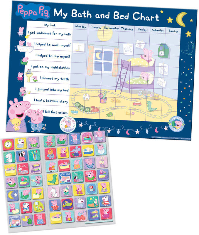 Peppa Pig Bath and Bed Reward Chart with Stickers POTTY & STANDARD YOU CHOOSE