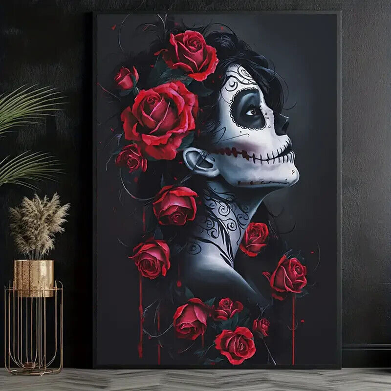 SKULL DEAD ROSE GOTHIC Canvas Print Unframed Picture Wall Art GOTH DARK LARGE