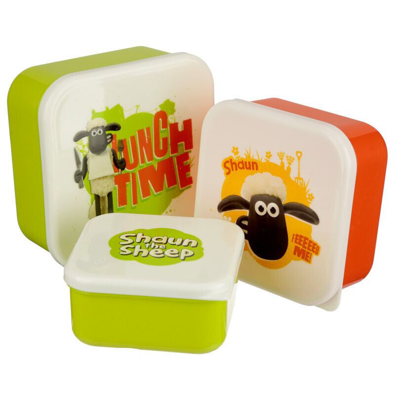 SET OF 3 LUNCH BOX SNACK POTS S/M/L - SHAUN THE SHEEP