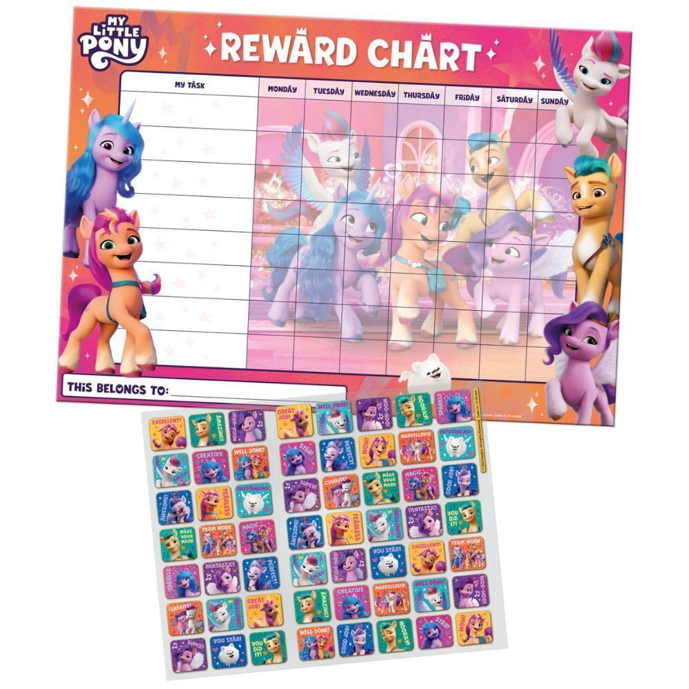My Little Pony Reward Chart with Stickers FOIL REUSABLE SET YOU CHOOSE