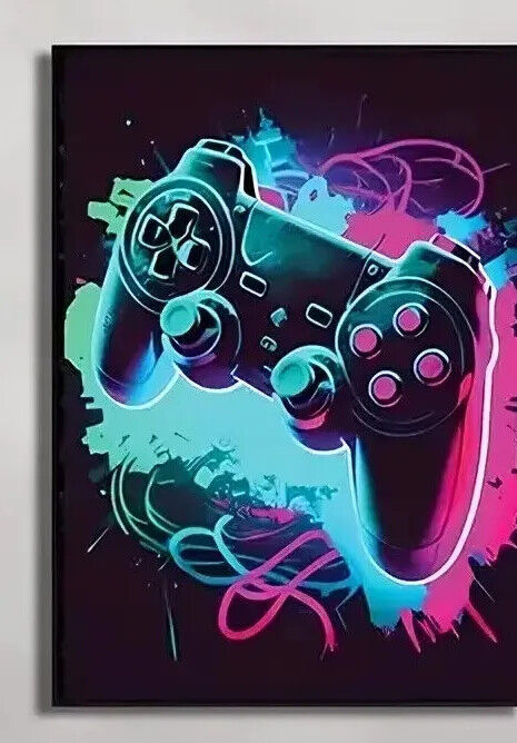 MUSIC GAMER Canvas Art Pictures Large VIRTUAL PC NEON DJ HEADPHONES PS5 PS4