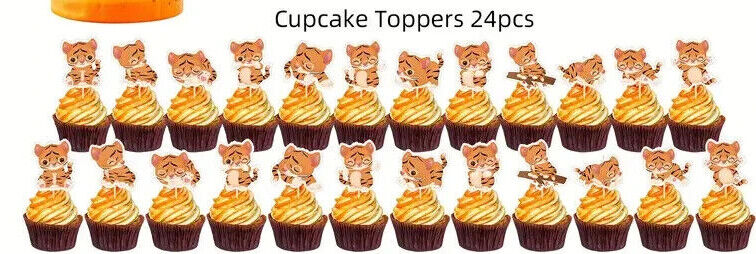 Tiger Lion Cub Party Decorations Balloons Birthday Kids Banner Cake Toppers