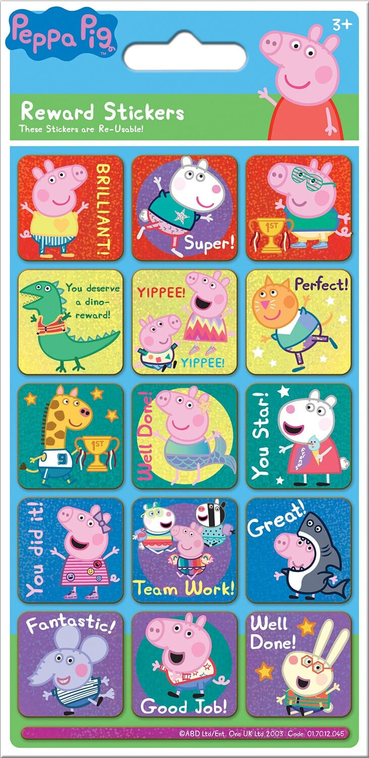 Peppa Pig Rainbow Foil Reward Sticker Pack Reusable Party Pack Carnival Dress up