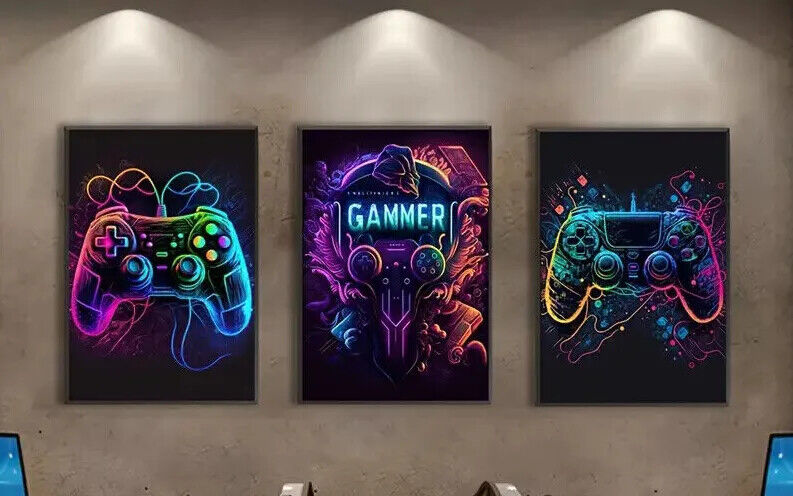 Gamer Xbox PlayStation PS5 Canvas Art Pictures Large MUSIC VIRTUAL PC NINTENDO