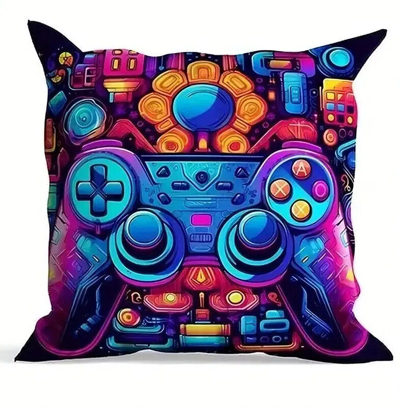 Gamer Game ROOM Controller Linen Square Throw Pillow Video Games Case PS5 XBOX