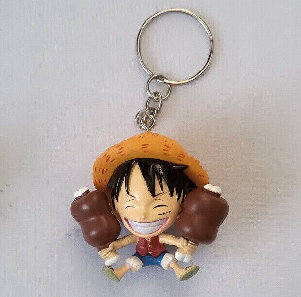 Anime One Piece LUFFY PVC Keyring Keychain Figure Model Pendant 🇬🇧 WANTED