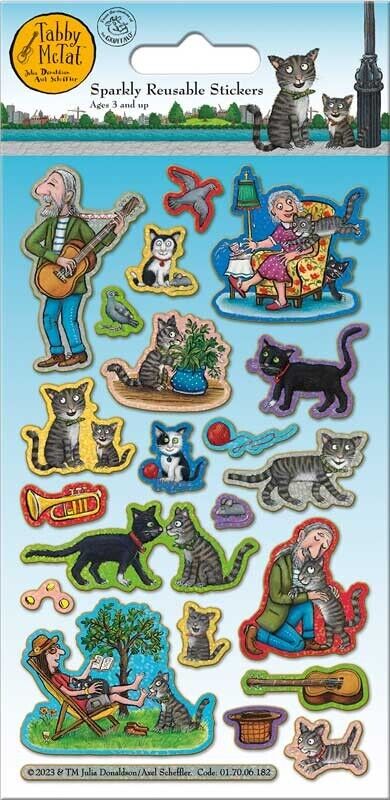 Tabby McTat JULIA DONALDSON Fun Foiled Stickers SPARKLY REUSABLE 20 Stickers KID