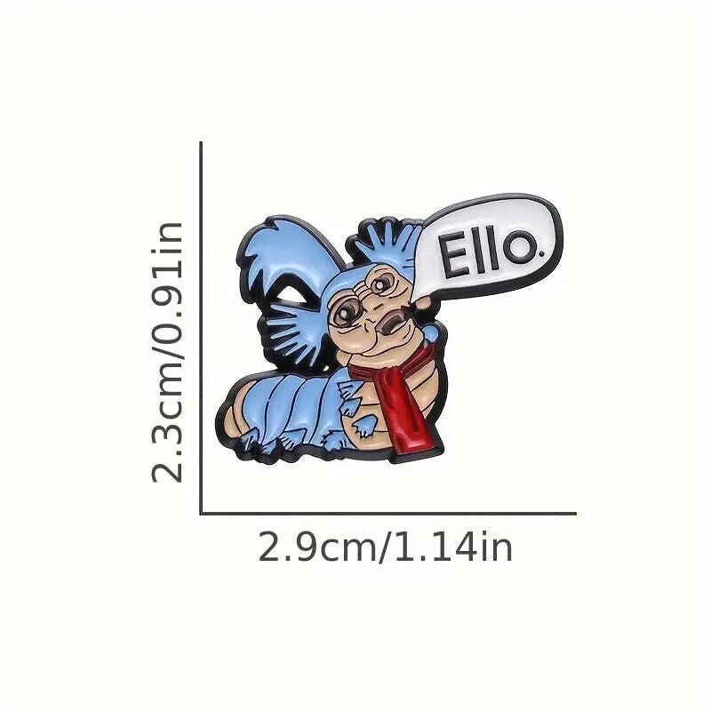 LABYRINTH BLUE WORM ELLO! Brooch Pin Funny Interactive Enamel Badge Pins Gift