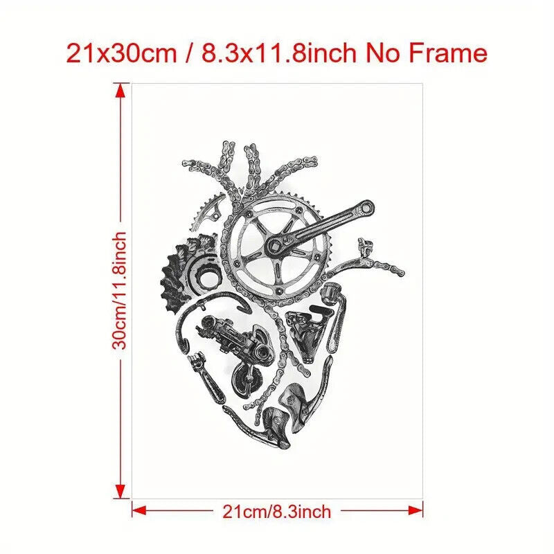 Large CRANK BIKE HUMAN HEART MEDICAL Picture Canvas Wall GOTHIC HORROR steampunk