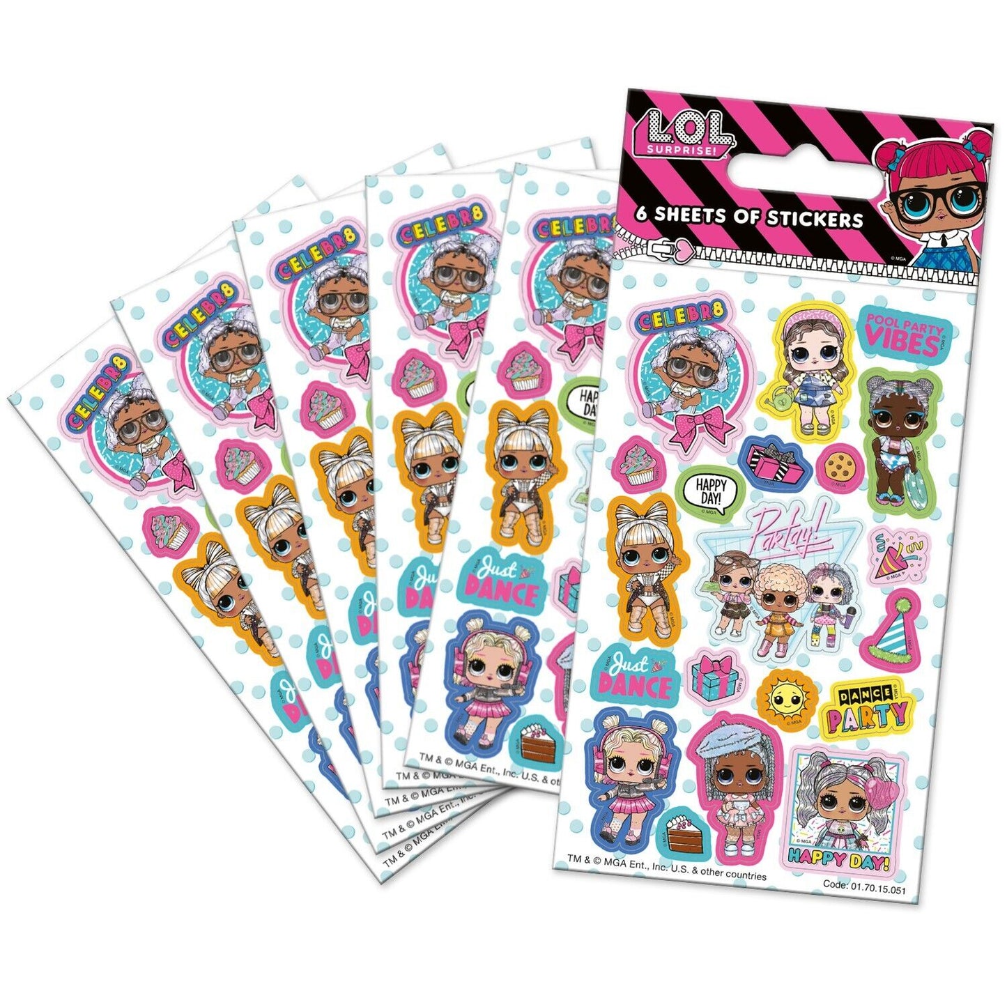 L.O.L. Surprise Next Level Sparkly Reuseable stickers 6 sheet foil LOL STICKER