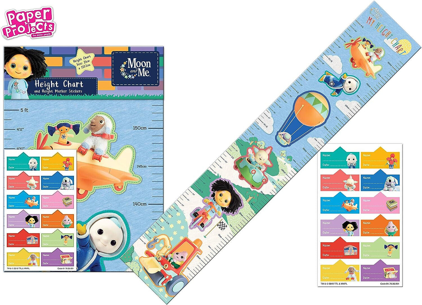 Moon and Me Height Chart & STICKERS 119cm x 21cm OFFCIAL STOCKING FILLING KIDS