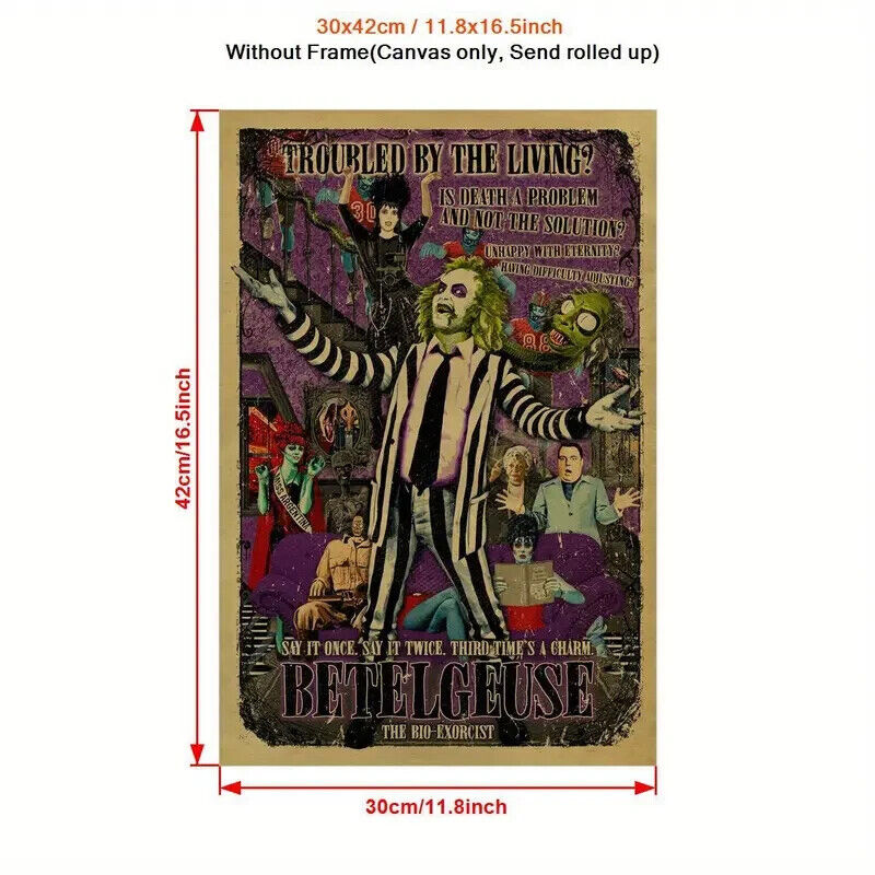 BETELGEUSE BEETLEJUICE Vintage Style Canvas Movie Poster 17X12 Horror NEW MOVIE