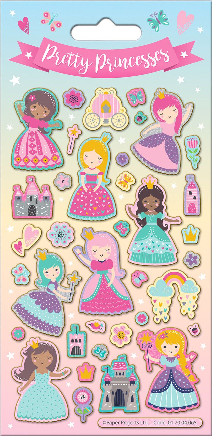 FUN FOILED STICKERS REUSABLE WOODLAND SEALIFE PRINCESS FAIRIES MAGICAL SPARKLY