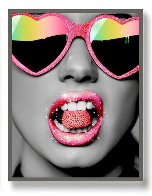 Luodroduo Fashion Wall Art Bathroom CANVAS Prints Pink BLACK Glam GLITTER WOMEN