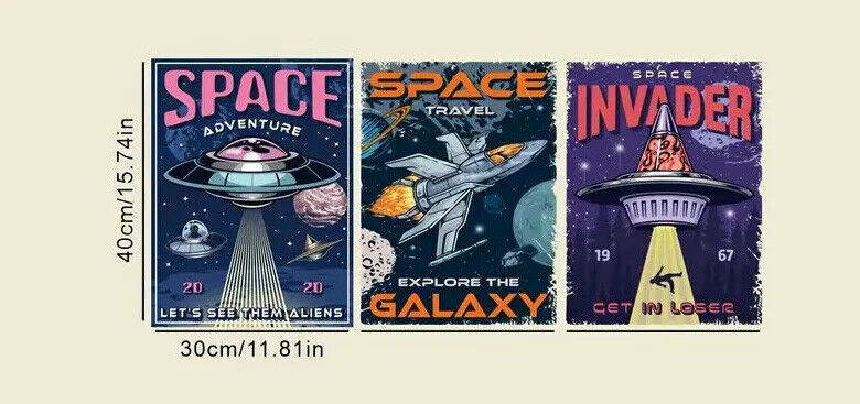 SPACE FUTURISTIC CANVAS Wall Art Movie Poster Print Picture ROCKET ALIENS SHIP