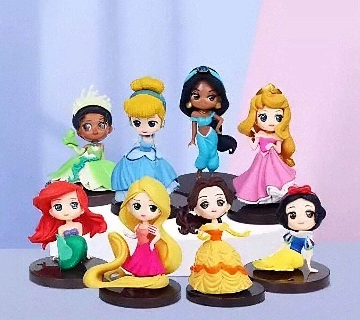 Lovely Disney Princess Figure Cake Topper Toy Doll ARIEL BELLE REPUNZEL JASMINE