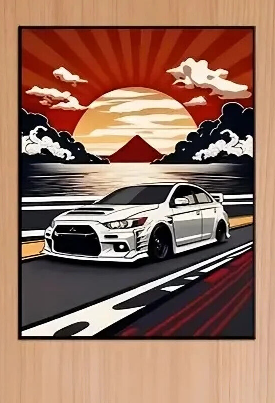 CAR SUPERCAR VINTAGE Poster Aesthetic CANVAS ART VEHICLE SUNSET
