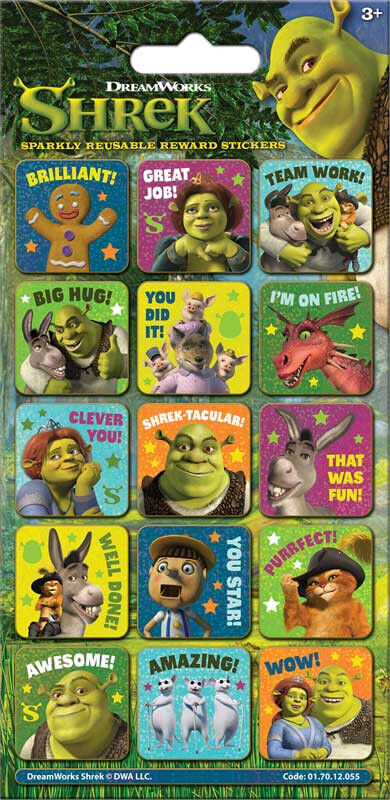 Shrek Foiled & Reward Stickers sheet Official Shrek Licensed Product 20 Stickers