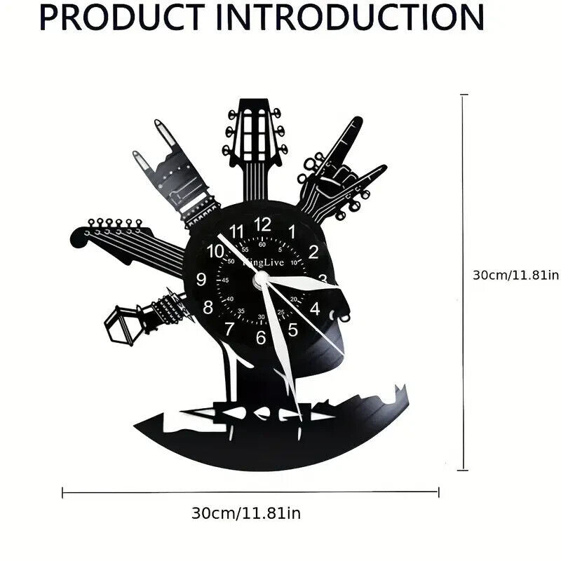 Vinyl Record Wall Clock Gift Surprise Friends GUITAR MUSIC ROCK SHAFT HEAD