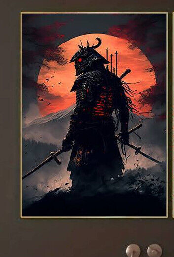LARGE Japanese Samurai Canvas Wall Art Picture Unframed Stunning SHINOBI WARRIOR