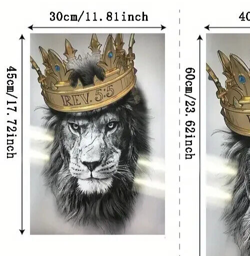LARGE B&W Lion Canvas Print Unframed Stunning Picture Wall Art KING MUFASA CROWN