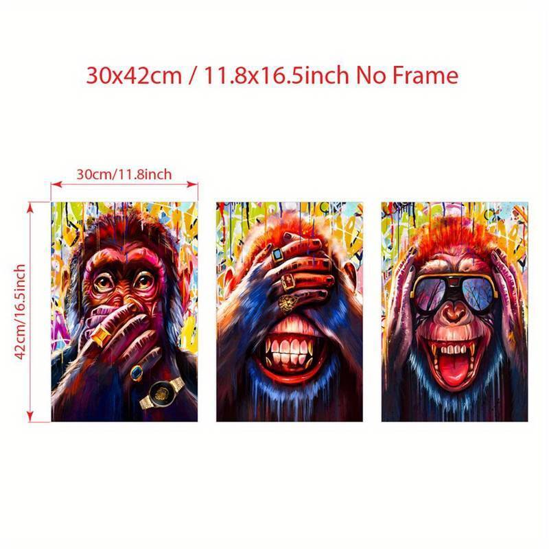 MONKEY CHIMPANZEE Canvas Wall Art Movie Poster Print Picture RING GOLD GLASSES