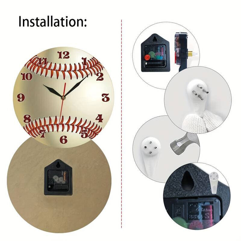 Baseball Wall Clock 12" Sports Clock Man Cave MOM CAVE Sports Decour NIB