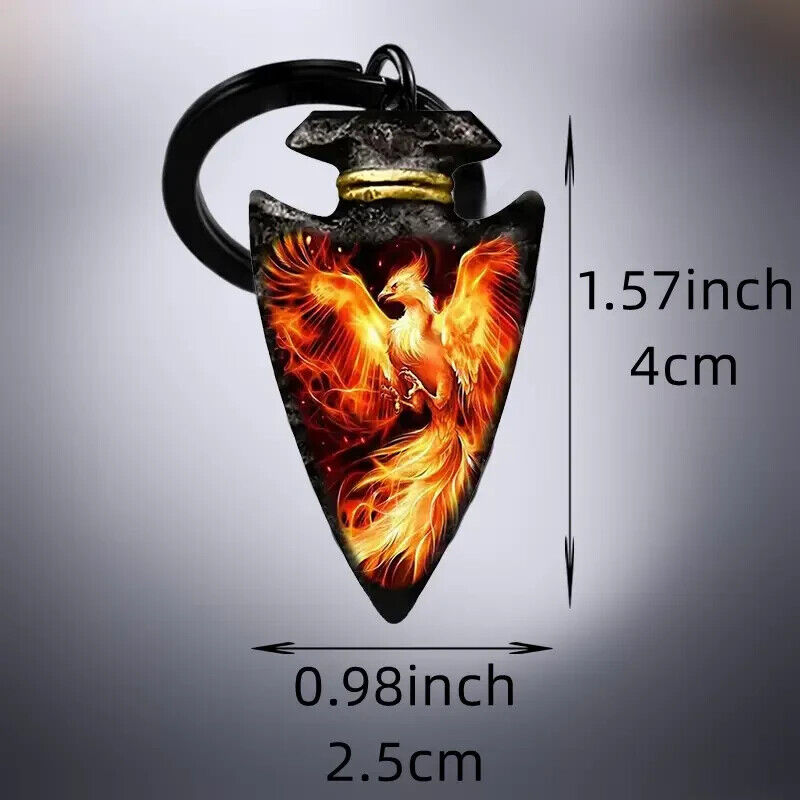 PHOENIX BIRD EAGLE FIRE ARROW HEAD Keyring Pagan Gothic Gift KEYCHAIN