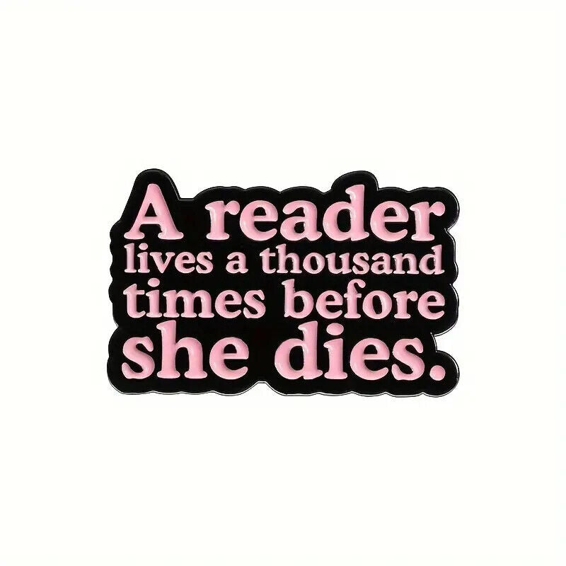 BOOKS BOOK QUOTE Metal Enamel Pin Badge Retro Kids Adult Teen