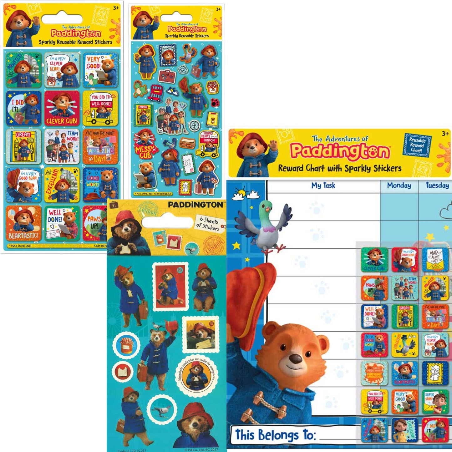 The Adventures Paddington Reward Chart with 56 Stickers Official Product