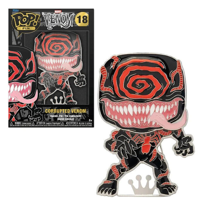 FUNKO POP PIN MARVEL CORRUPTED VENOM #18 BADGE DC BLACK RED LARGE COLLECTABLE