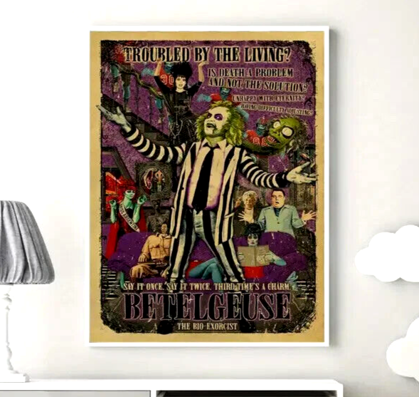 BETELGEUSE BEETLEJUICE Vintage Style Canvas Movie Poster 17X12 Horror NEW MOVIE