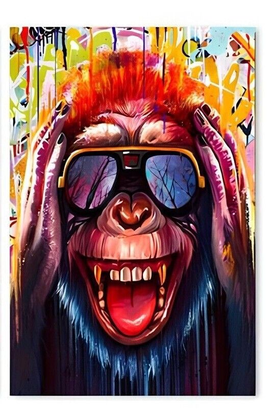 MONKEY CHIMPANZEE Canvas Wall Art Movie Poster Print Picture RING GOLD GLASSES