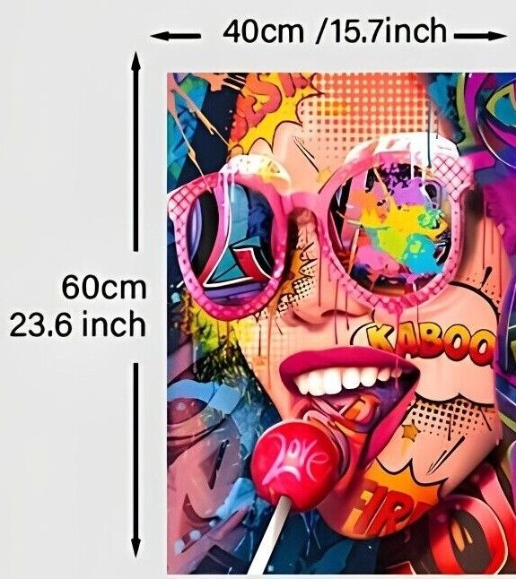 COMIC RETRO WOMEN POP ART CANVAS WALL ART PICTURE PRINT LOLLIPOP FUNKY BRIGHT