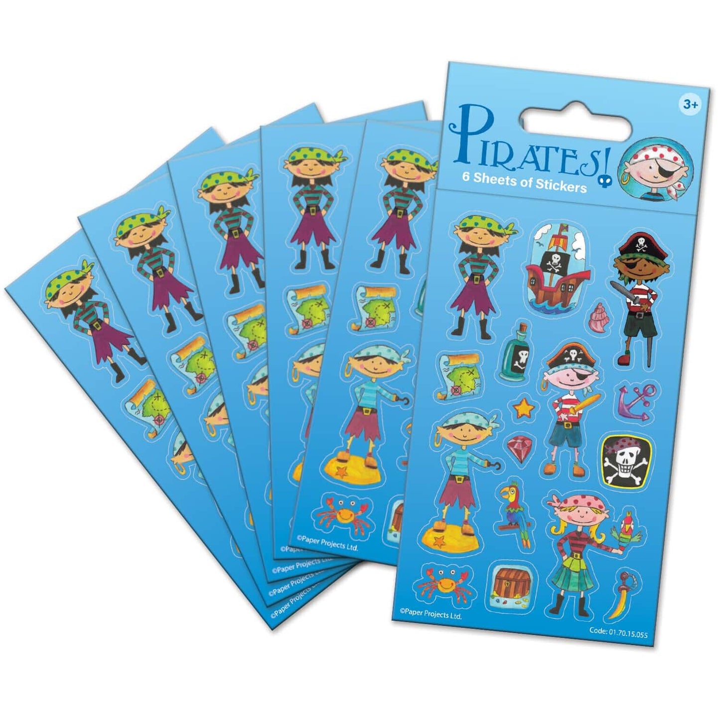 PIRATES STICKERS REUSABLE SPARKLY PARTY BAGS FUN FOILED BLUE JAKE PARROT