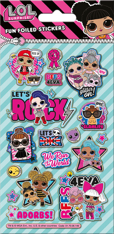 L.O.L. Surprise Next Level Sparkly Reuseable stickers 6 sheet foil LOL STICKER