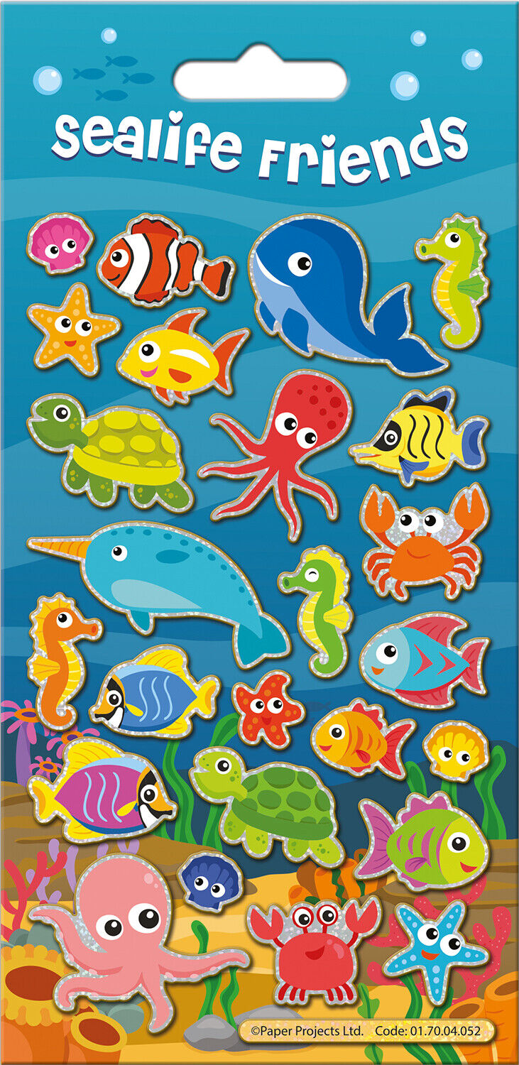 FUN FOILED STICKERS REUSABLE WOODLAND SEALIFE PRINCESS FAIRIES MAGICAL SPARKLY