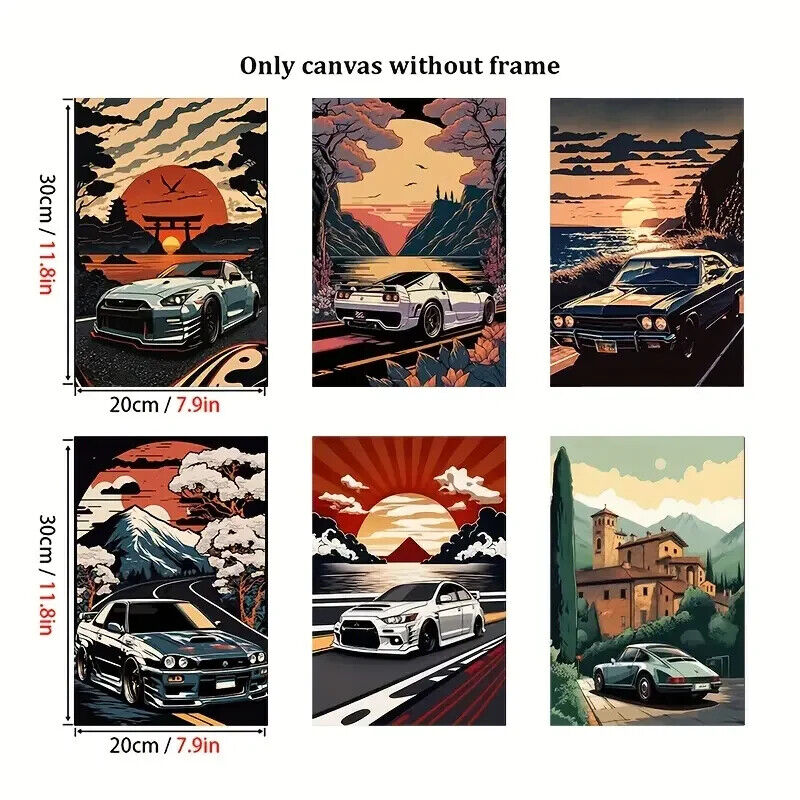 CAR SUPERCAR VINTAGE Poster Aesthetic CANVAS ART VEHICLE SUNSET