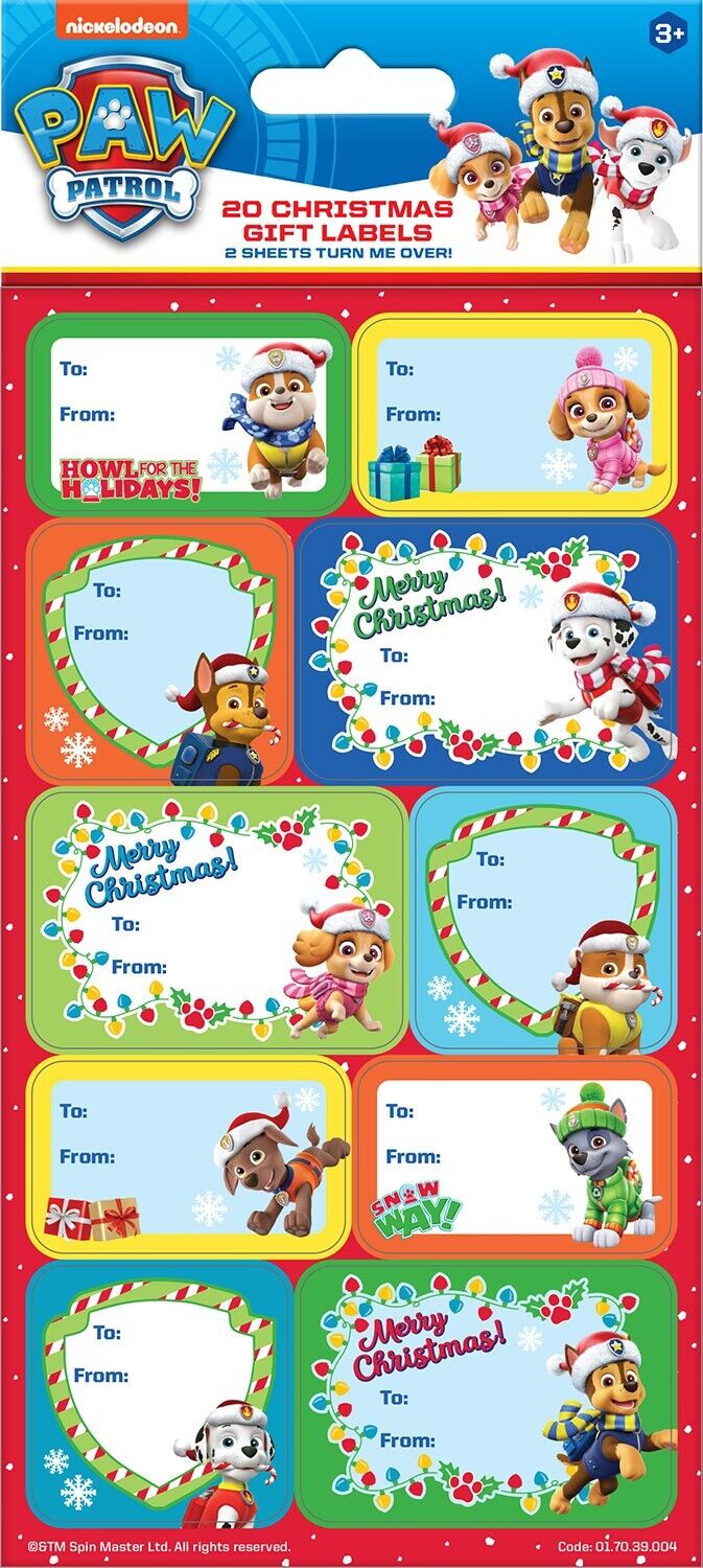 Paw Patrol Christmas Letter to Santa Pack and Gift Labels Hanger Chase Skye