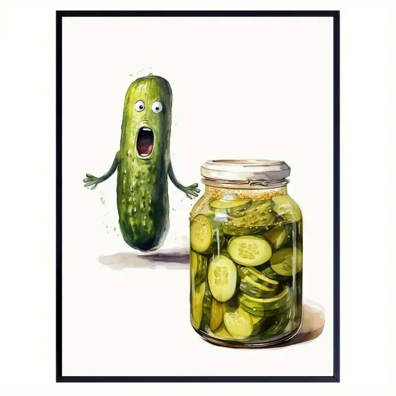 Cucumber Kitchen Canvas Print Fresh Funny Pickle Canvas Art JOKE SCARED FOOD