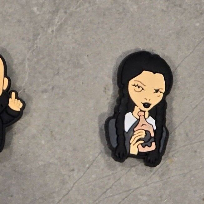 WEDNESDAY ADDAMS FAMILY Croc Charms Clog Shoe TV Movies Film Character Jibbit