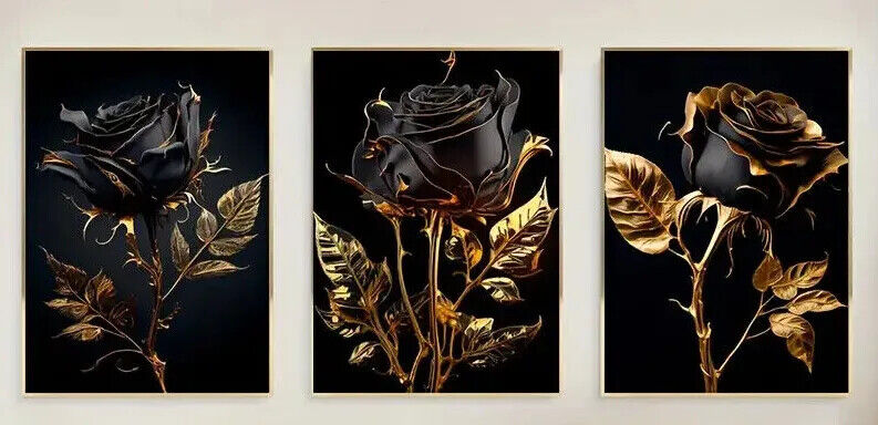 BLACK ROSE Canvas Art Pictures Large BEATUTIFUL CLASSIC GOTHIC GOTH LOVE