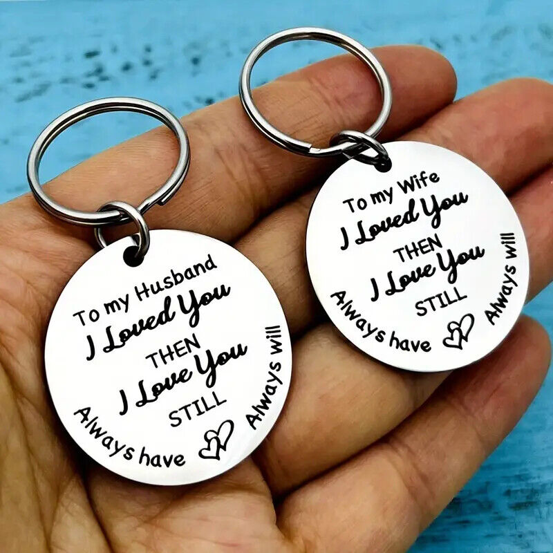 To My Husband WIFE I Love You Keyring Mens Gift Valentines Romantic Keepsake 1