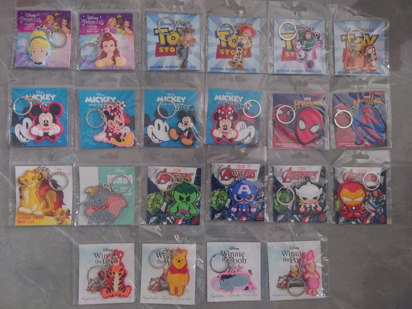 Disney & Marvel Characters Licensed Keyrings pooh micky toy story minni buzz