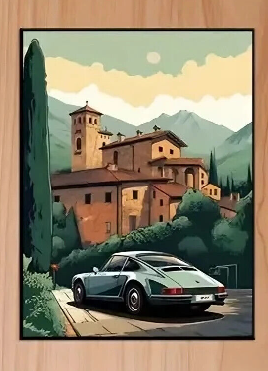 CAR SUPERCAR VINTAGE Poster Aesthetic CANVAS ART VEHICLE SUNSET